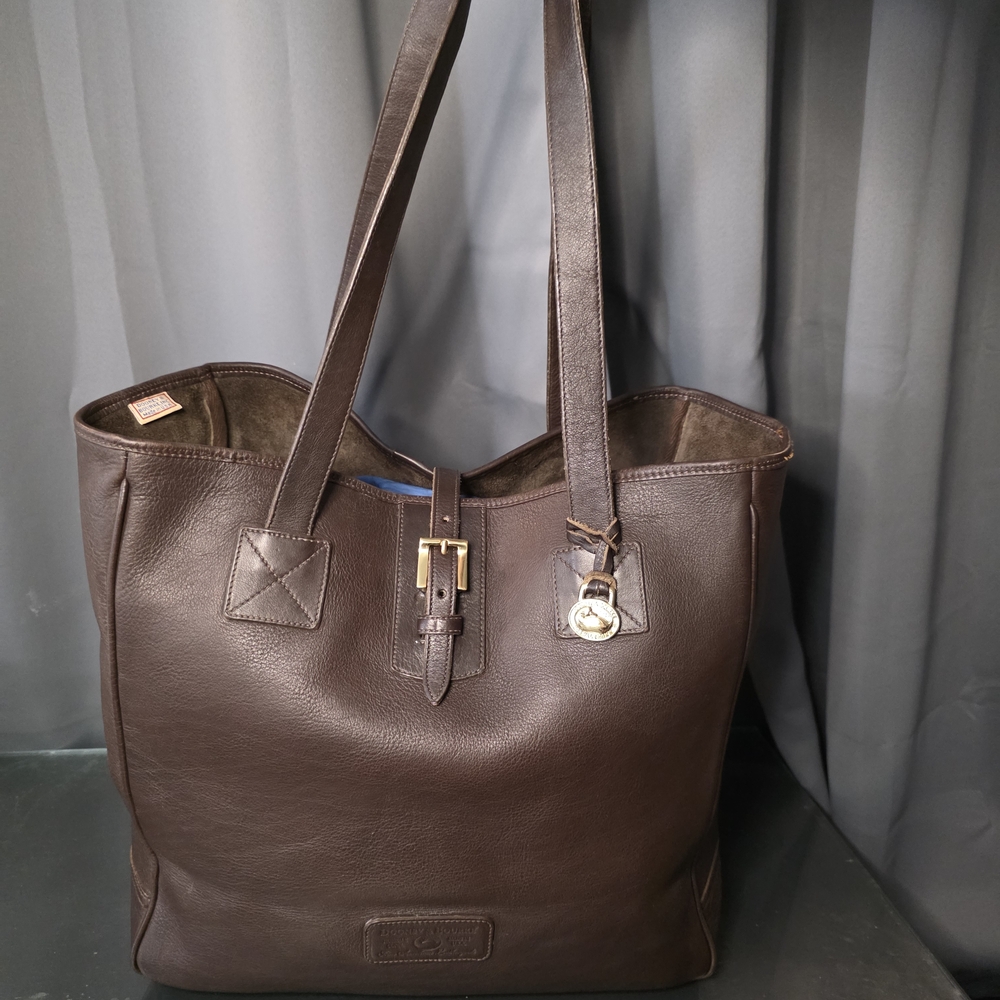 Dooney & Bourke Vintage Chocolate Brown Large Shopper Tote Made in USA